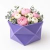 hexagon-velvet-flower-box-purple-peony-arrangement-w0129 Set of 3 Hexagon Velvet Flower Gift Boxes, 11.8″ Geometric Open Boxes | W012