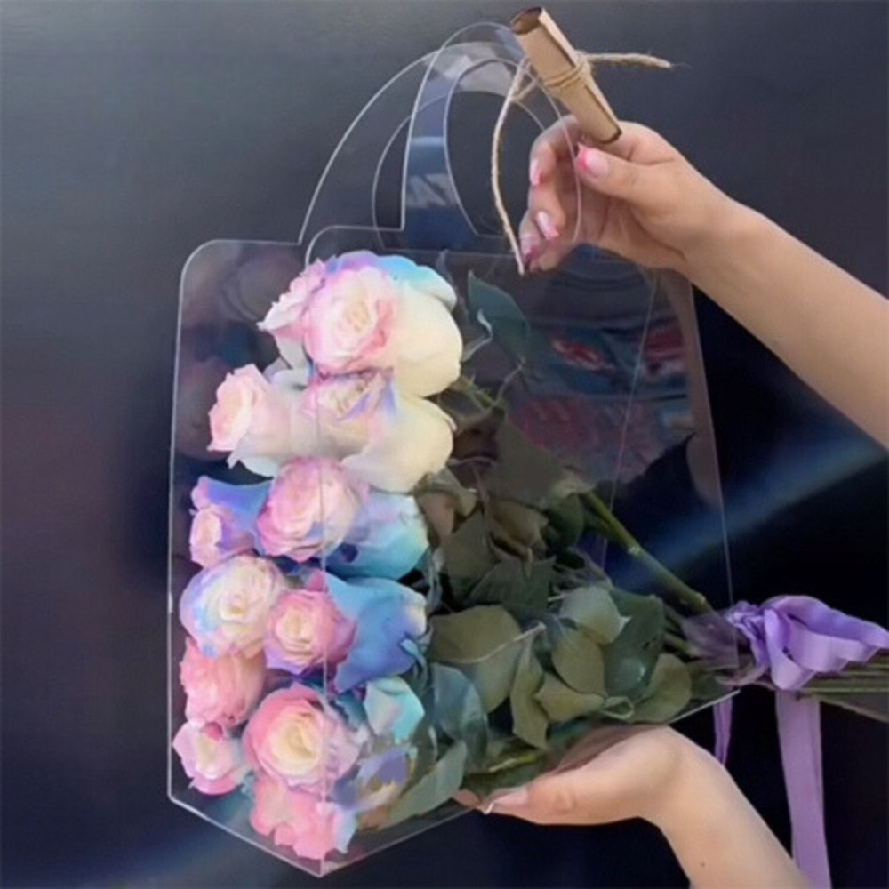 Pack of 10, Clear Plastic Flowers Carrier