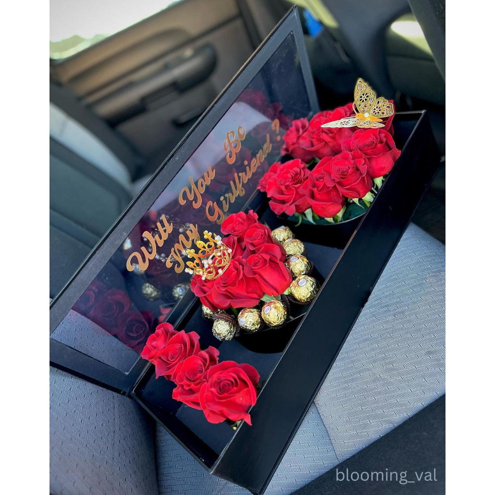 NEW Design "I Love U" Box, Clear Top, Plastic Liner, Ribbon, Various Colors, W205