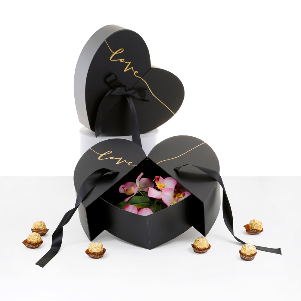 Surprise Heart Box with Ribbon for Luxury Flower/Gift Arrangements, Various Colors