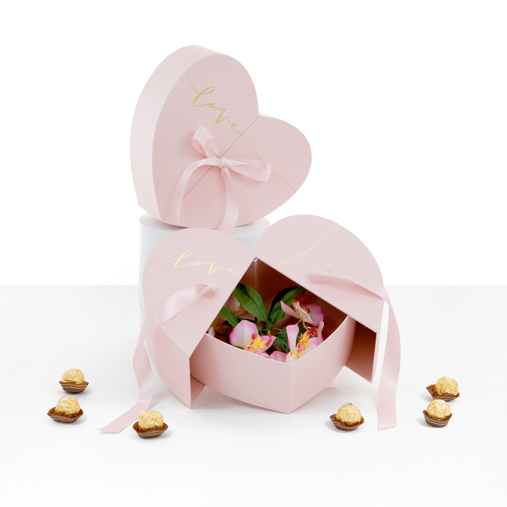 Surprise Heart Box with Ribbon for Luxury Flower/Gift Arrangements, Various Colors