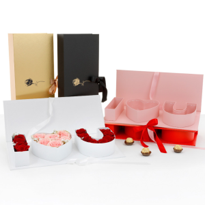 Wholesale Lid Cardboard Heart Shape Velvet Flower Packaging Box,wedding  Gift Display Box for Valentines Natural F…