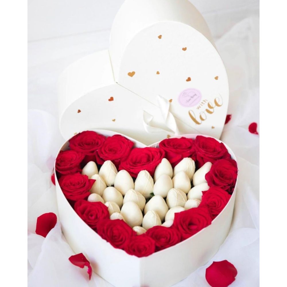 Surprise Heart Shape Flower/Gift Box Black | W687-B