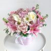 Set of 3, Round Flower Boxes, Silky Fabric Finish, Black/White/Pink/Red | W503