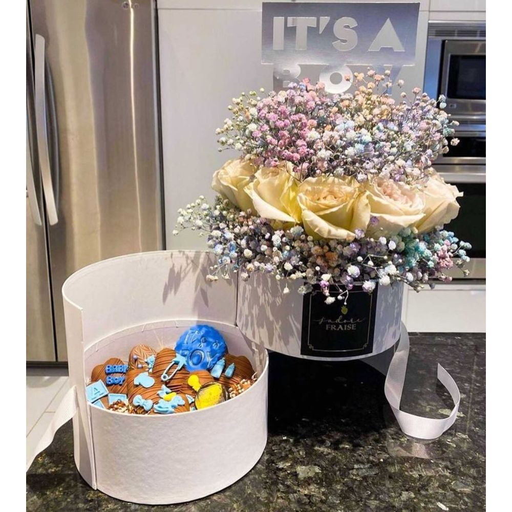 premium-quality-european-style-round-shape-flower-gift-box-white-w9591-10-e1654970880531 2-tiered Round Shaped Flower/Gift Box, Size 7.8" dia x 6.7", Plastic Liner, Various Colors | W959