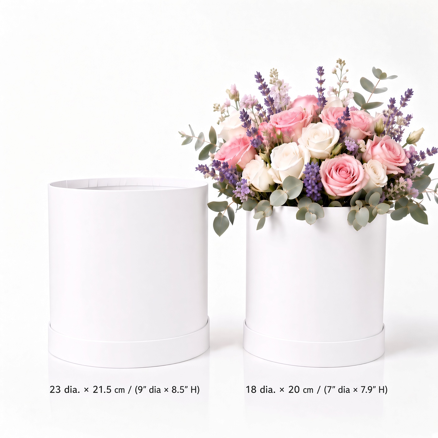 Set of 2 Round Flower Gift Boxes with Lids, Pastel Collection, W288