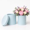 round-flower-box-heart-white-navy-blue-pink-dusty-rose-upscale-party-favor-red-fancy-gift-boxes-birthday-modern-design-flowers-florist-supplies-roses-bouquet-wrap-for-arrangements-W288-3 Set of 2, Round Flower/Gift Boxes with Lids, Pastel Collection | W288