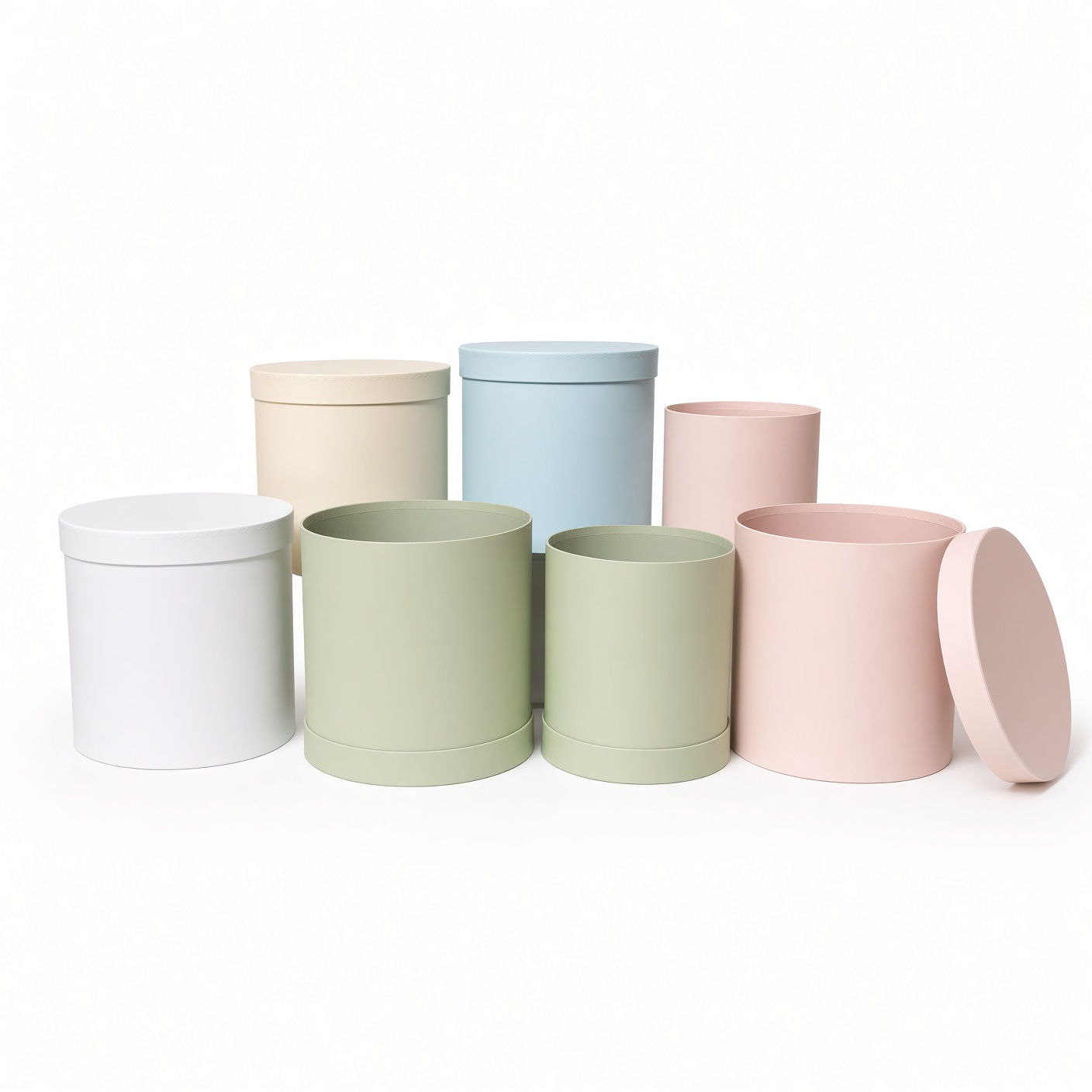 Set of 2, Round Flower/Gift Boxes with Lids, Pastel Collection | W288