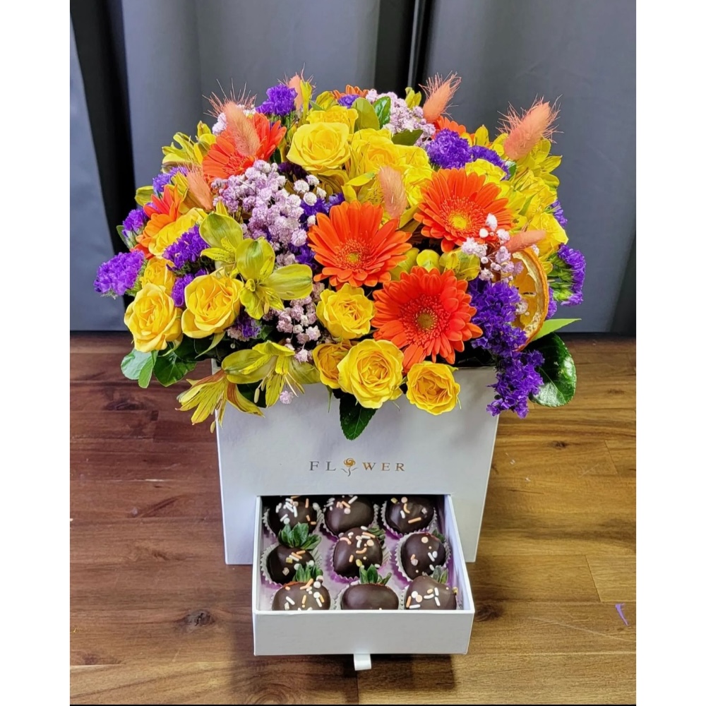 Square Surprise Flower/Gift Box , 8"x 8"x 7.5", Various Colors