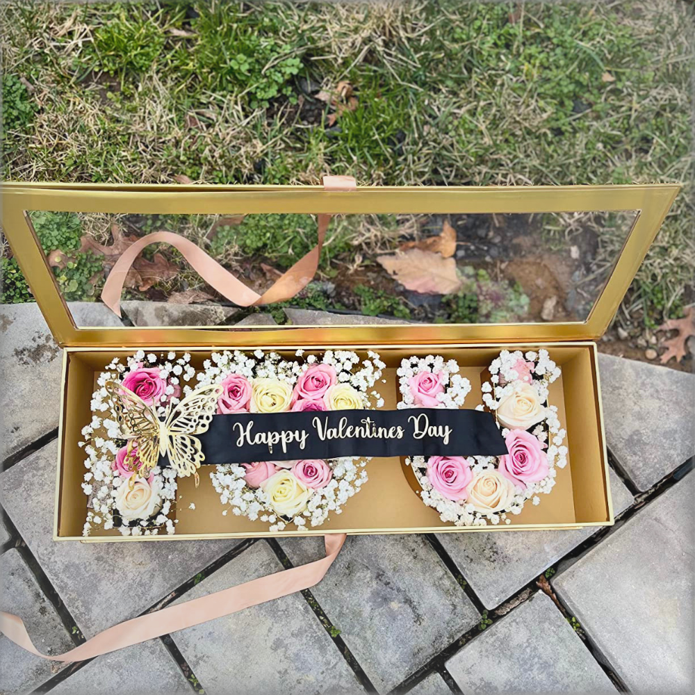 NEW Design "I Love U" Box, Clear Top, Plastic Liner, Ribbon, Various Colors, W205