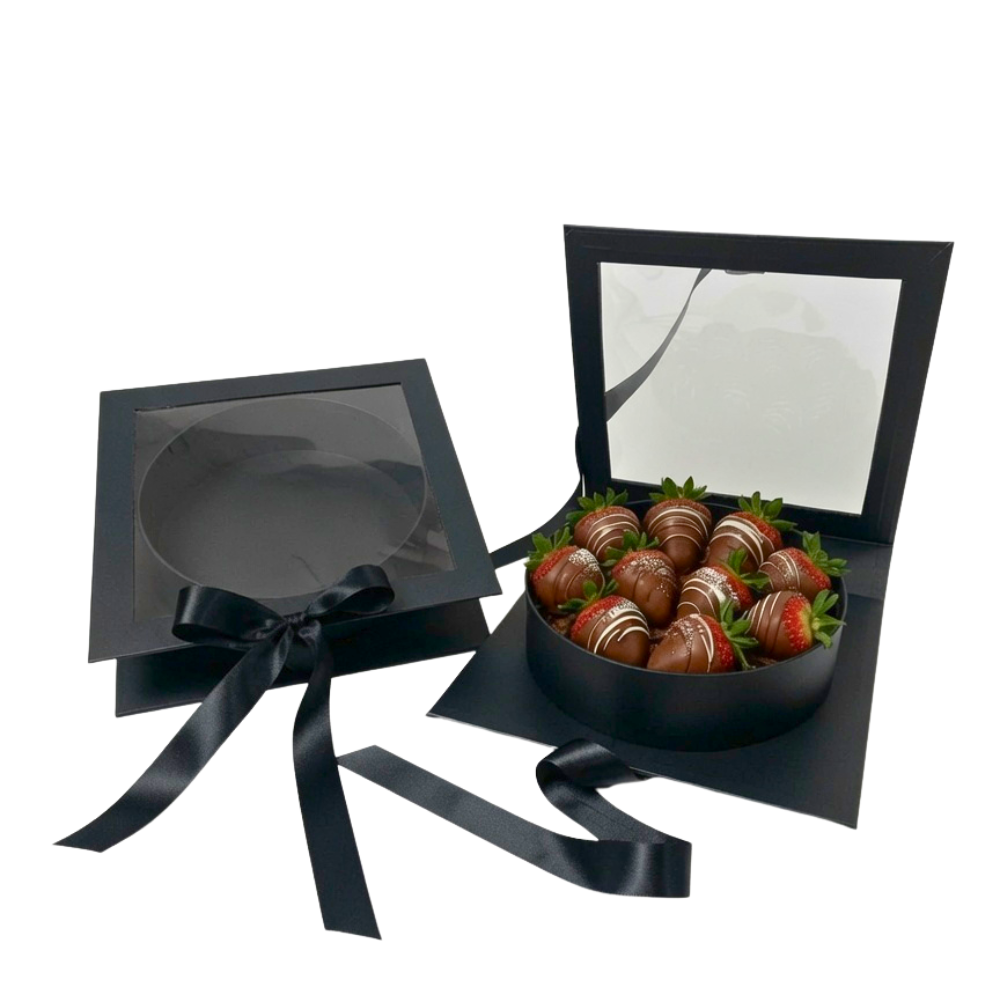 Square Box with Clear Window and Round Insert, Various Colors | W183