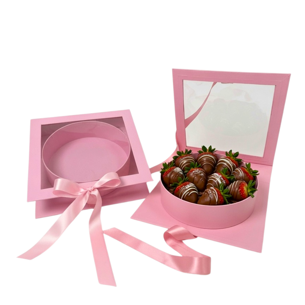 Square Box with Clear Window and Round Insert, Various Colors | W183