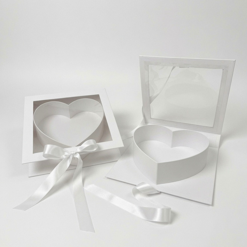 unikpackaging-W1836-white-box-with clear-lid-for chocolates-strawberry-chocolate-covered-zephyr-marshmallow-cajas-supplies-for bakers-2 Square Box with Clear Window and Heart Insert, Various Colors | W183