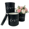 Set of 3, Cylinder Shaped Boxes, Love Design, Various Colors I W387-388