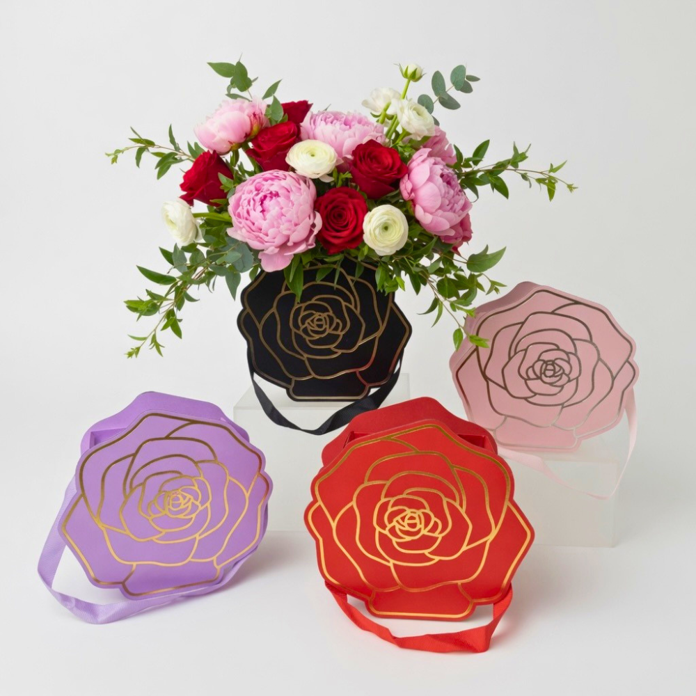 Rose Shaped Boxes, Various Colors W000