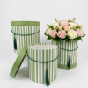 Set of 3, Large Round Flower/Gift Boxes with Lids, Color Stripes Design | W935