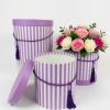 Set of 3, Large Round Flower/Gift Boxes with Lids, Color Stripes Design | W935