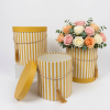 Set of 3, Large Round Flower/Gift Boxes with Lids, Color Stripes Design | W935