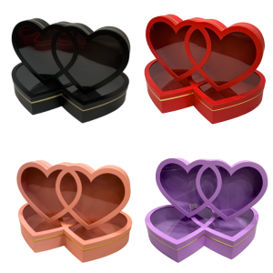 Set of 2 Large Double Heart Gift Boxes for Flowers & Gifts, W138