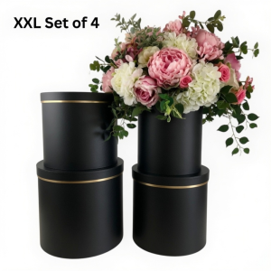XXL Size Boxes - Set of 4, Black with Golden Rim | W9321B