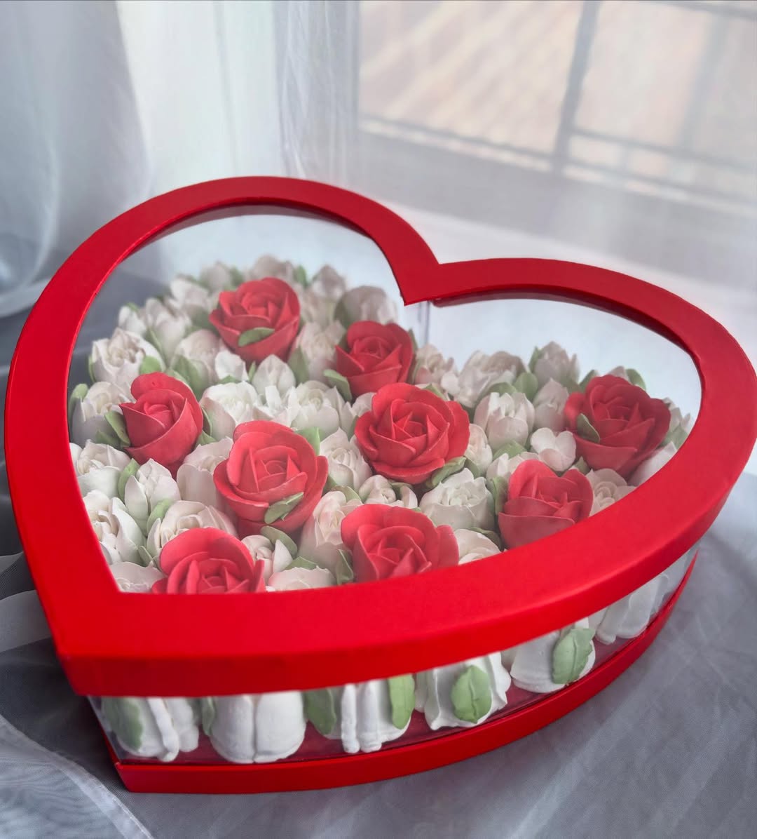 Set of 2 Heart Shaped Boxes with Clear Walls, Various Colors | W167