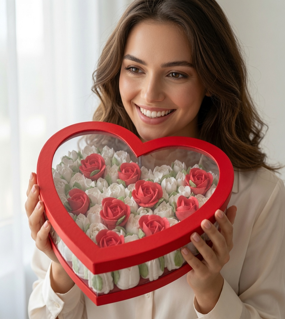 Set of 2 Heart Shaped Boxes with Clear Walls, Various Colors | W167