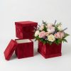 Velvet Square Boxes, Set of 3, Various Colors | W764