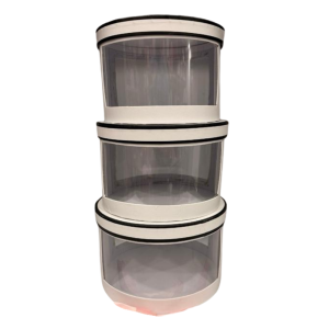 Round Flower Box Set of 3 with Clear Windows, Light-White Color, Elegant Design