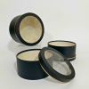 unikpackaging-flower-gift-boxes-zephyr-roses-round-black-w2001 Set of 3 Round Boxes with Clear Window Lids, Various Colors, W200