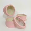 unikpackaging-flower-gift-boxes-zephyr-roses-round-pink-w2003 Set of 3 Round Boxes with Clear Window Lids, Various Colors, W200