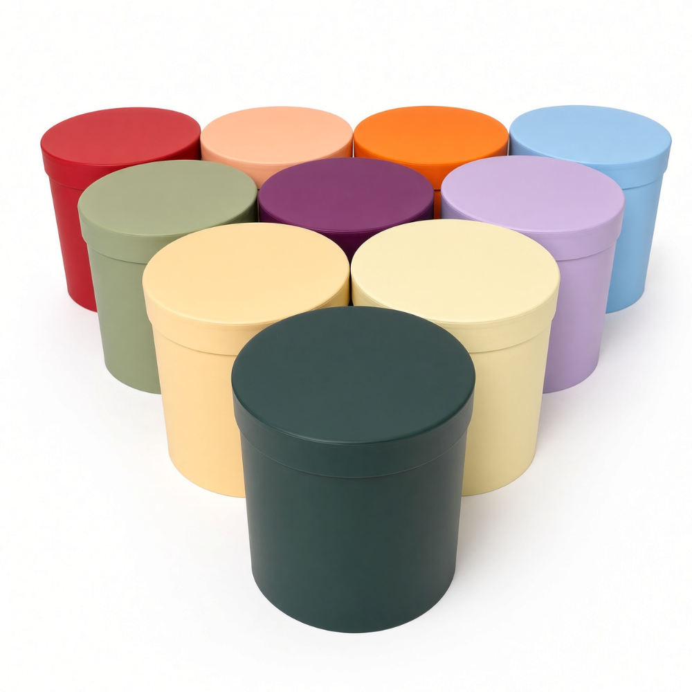 unikpackaging-round-flower-boxes-set-of-3-with-lids-W730-3 Set of 3 Nested Round Flower Gift Boxes with Lids & Plastic Liners | Florist Hat Boxes | W730