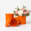 unikpackaging-round-flower-boxes-set-of-3-with-lids-W730-orange Set of 3 Nested Round Flower Gift Boxes with Lids & Plastic Liners | Florist Hat Boxes | W730