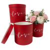 Set of 3, Cylinder Shaped Boxes, Love Design, Various Colors I W387-388