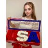 USA Letter-Shaped Flower Gift Box with Removable Letters & Plastic Liner