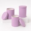 Pink tall velvet round flower hat boxes with lids, nested set of 3, W006 - W0065 Pink