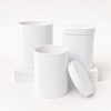 White tall velvet round flower hat boxes with lids, nested set of 3, W006 - W0064 White