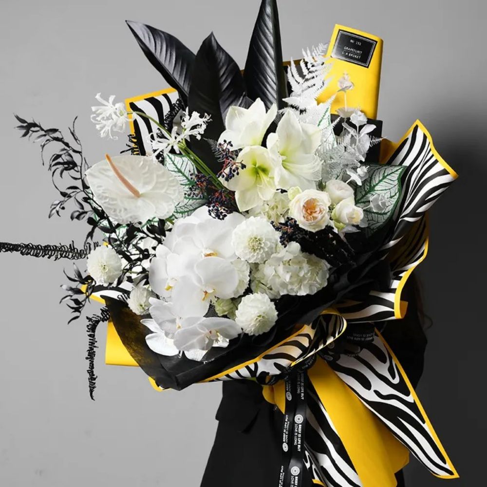 Flower Wrapping Paper, Waterproof, 24″x 24″ inch – Black or White –  Unikpackaging